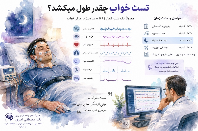 تست خواب چقدر طول میکشد